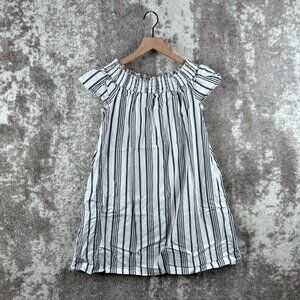 Marine Layer Dress XS / Small Womens Blue Striped Mini Stretch Puff Shoulder